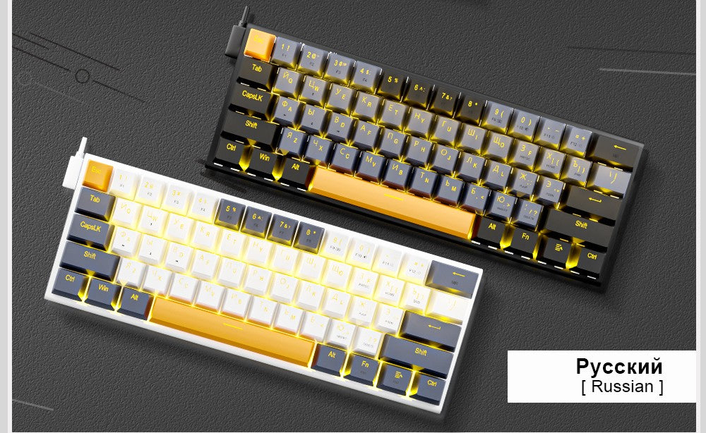 E-YOOSO Z11 Teclado Mecânico para Jogos USB com Fio Red Switch 61 Teclas Gamer Russo Português Brasileiro para Computador PC Laptop