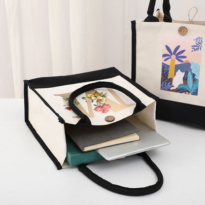 Fashionable new reusable shopping bag with initials for travel and large capacity storage bag