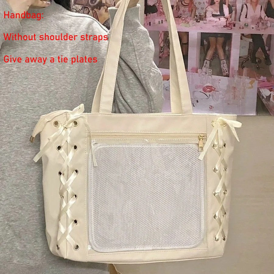 New Original Spicy Girl Cool Ita Bag Large Capacity Transparent Pain Layer Crossbody Bag Love Chain Ulzzang Shoulder Bag Handbag