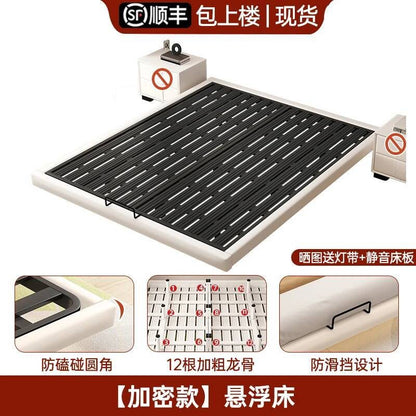 Estrutura de Cama King Size Quarto de Casal Queen Moderna de Luxo Preta Estrutura de Cama de Metal Lounge Cama Elástica Pula Móveis que Economizam Espaço