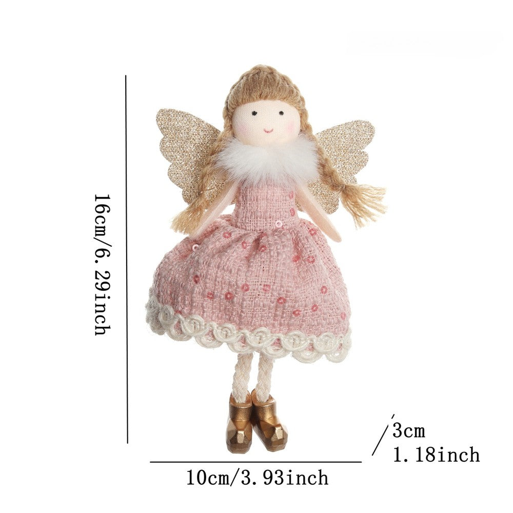 Christmas plush antlers angel girl pendant Christmas tree pendant creative doll pendant gift