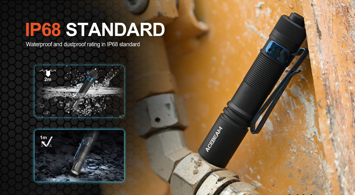ACEBEAM pokelit AA 14500 Flashlight AA torch 1000 lumen outdoor keychain mini flashlight rechargeable 280 meters flashlight