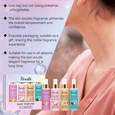 Roxelis 1 Conjunto de Perfume em Spray Corporal de Longa Duração com Fragrância de Frutas Frescas para o Dia a Dia, Encontros, Glamour, Flertes e Perfume Elegante
