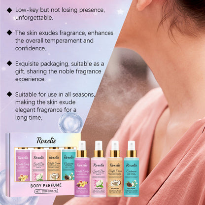 Roxelis 1 Conjunto de Perfume em Spray Corporal de Longa Duração com Fragrância de Frutas Frescas para o Dia a Dia, Encontros, Glamour, Flertes e Perfume Elegante