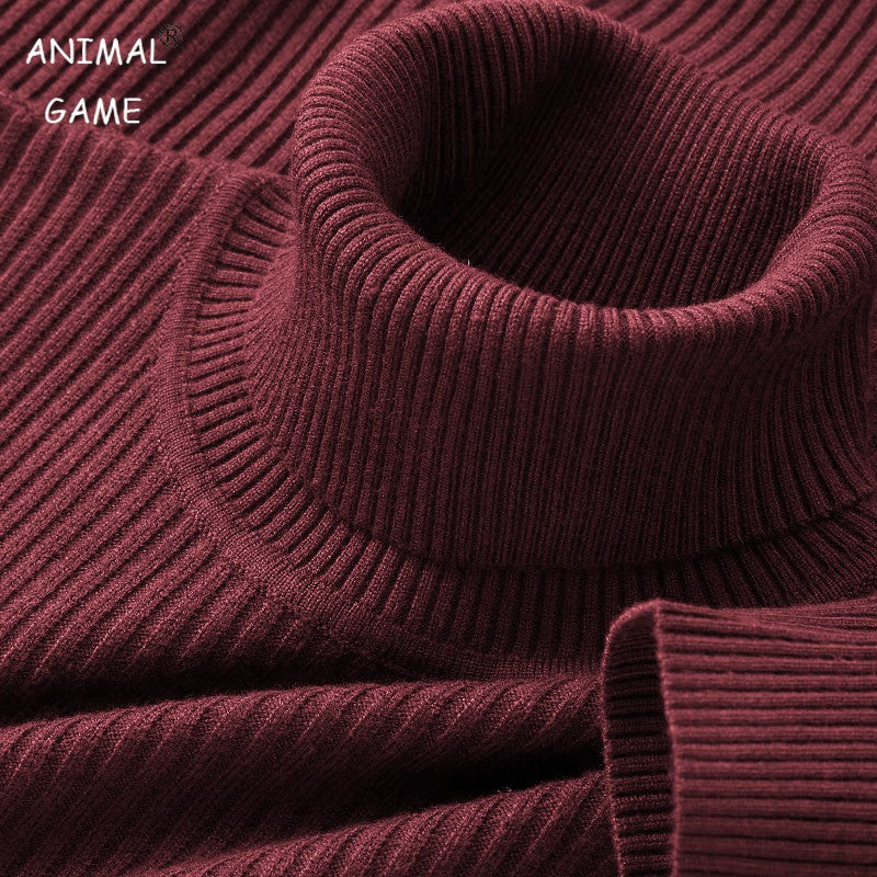 Autumn Men's Long Sleeved Turtleneck Sweater Stripes Knitted Heavyweight Sweaters Winter Outdoor Solid Color Daily Warm Coats