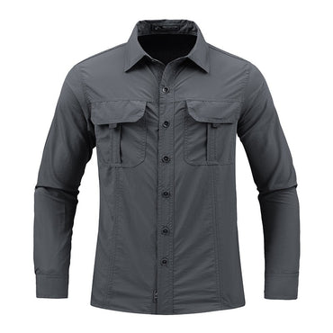 Men Summer Tactical Long Sleeved Shirts US Hot Outdoor Multi-pocket Army Green Waterproof Summer Camping Fishing Cargo Shirts
