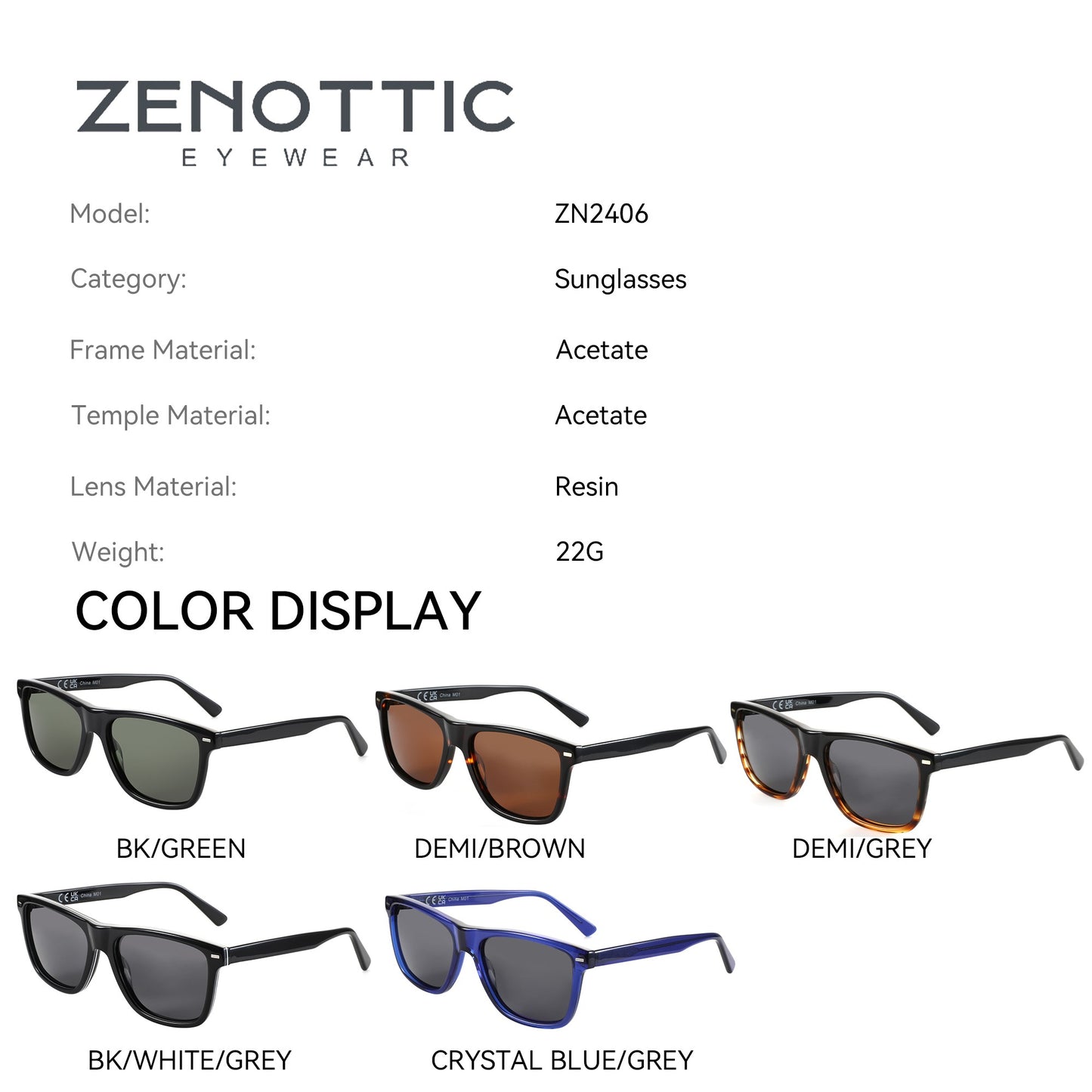 ZENOTTIC Trendy Polarized Sunglasses UV400 Protection Acetate Square Sun Glasses Classic Design Shade for Women Men