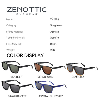 ZENOTTIC Trendy Polarized Sunglasses UV400 Protection Acetate Square Sun Glasses Classic Design Shade for Women Men