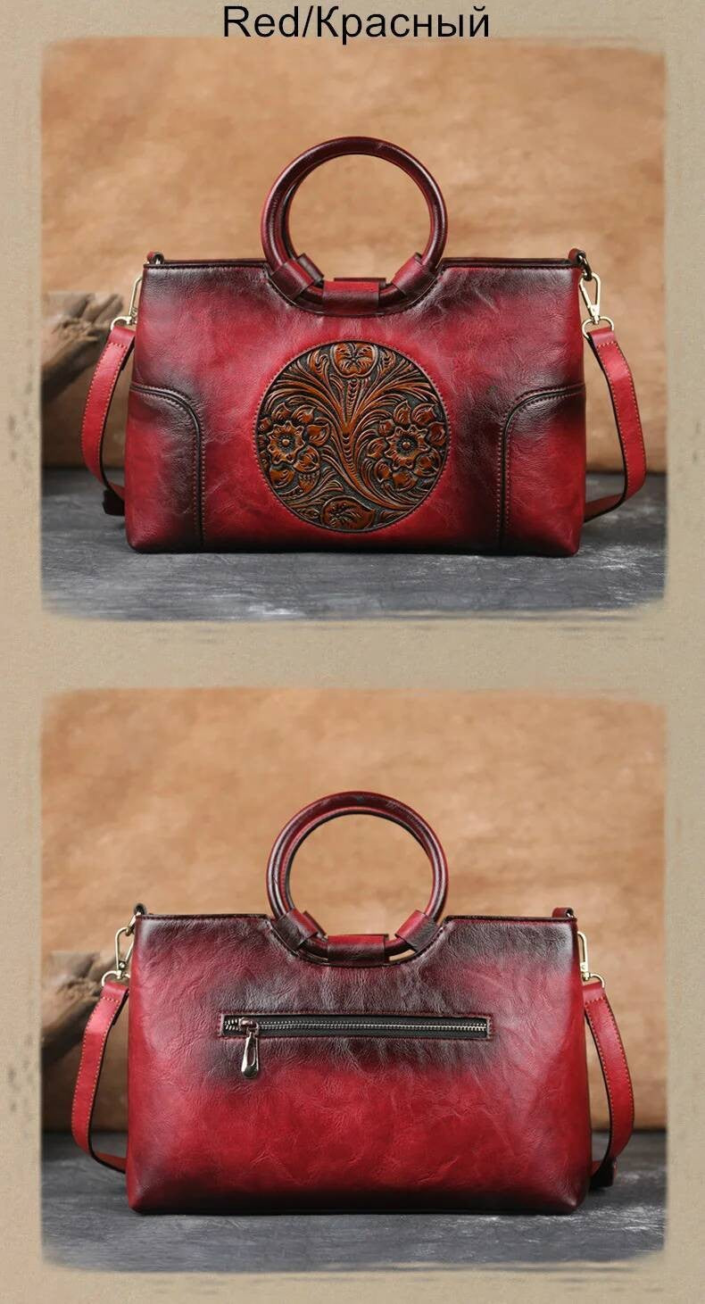 2025 New High Quality Leather Women Handbag Retro Handmade Embossed Shoulder Bag For Women Large Capacity Female Messenger Bags