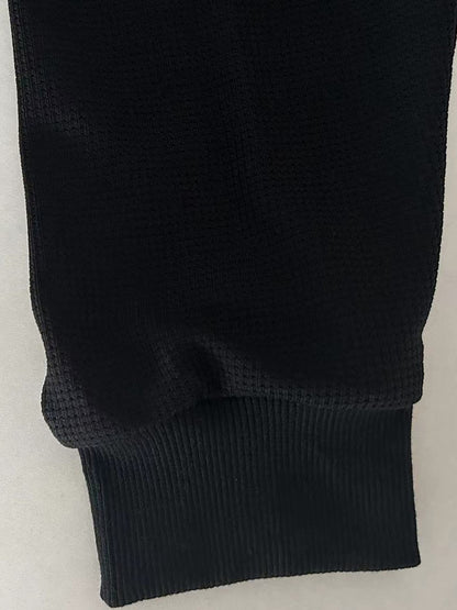 High-end Quality Waffle Fabric Round Neck T Shirts Long Sleeved 2023 Spring Autumn Casual All-match T-shirt Fashion Men Clothing