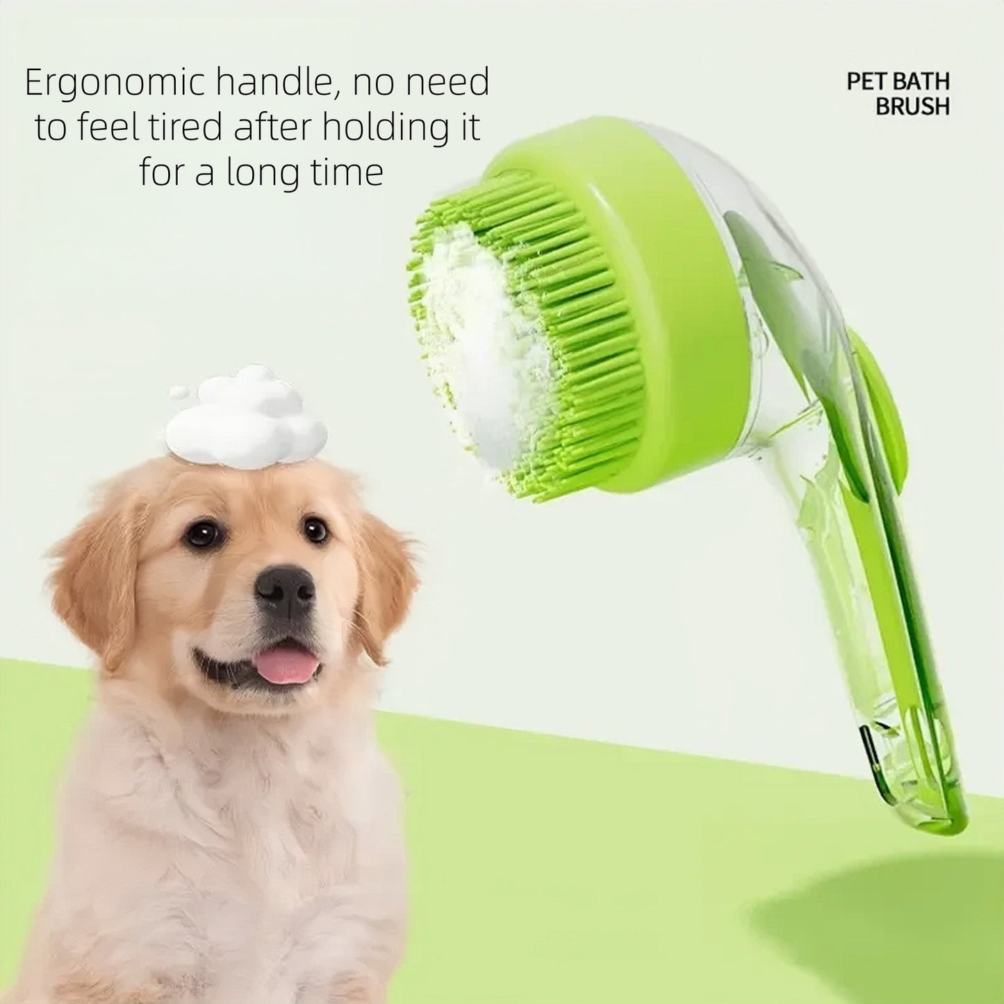 Escova de Banho Pet de Cabo Longo com Dispensador de Sabão para Lavar Pulverizador Líquido Ajustável Ferramenta de Tosa para Cães e Gatos