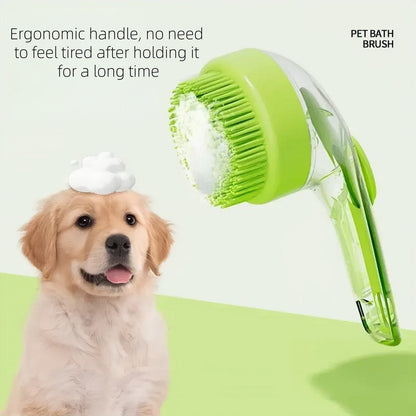 Escova de Banho Pet de Cabo Longo com Dispensador de Sabão para Lavar Pulverizador Líquido Ajustável Ferramenta de Tosa para Cães e Gatos