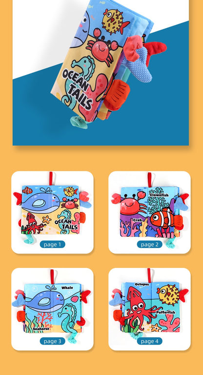 Puzzle Early Education Toys Ocean Style Baby Cloth Books 4 Page Soft Washable Tearable Toy for 0-3 Year Old Babies Newborn Gift