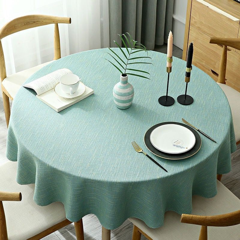 Round Table Cover Linen Round Tablecloth Solid Color Table Cloth Dining Tea Home Hotel Banquet Fabric Tablecloth