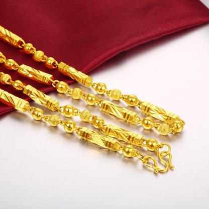 Men's Electroplated 18K Gold Necklace Hexagonal Buddha Bamboo Chain Exquisite Jewelry Clavicle Necklace Birthday Gift