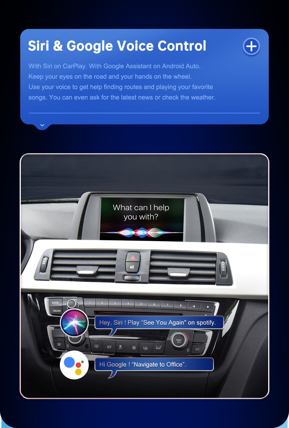 Wireless Android Auto For BMW 3 4 Series F30 F31 F32 F33 F34 F35 F36 CIC NBT EVO 2011-2020 Carplay Interface Mirror Link Airplay