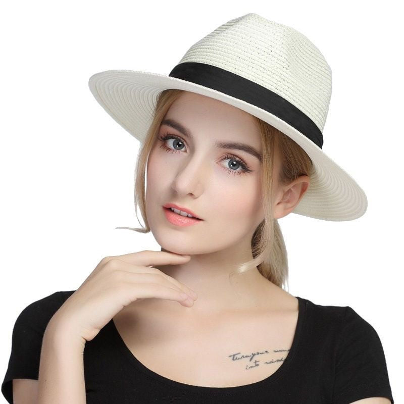 Extra Large Panama Straw Hat Summer Wide Brim UV Protection Adjustable Beach Sun Hat for Women Men Travel