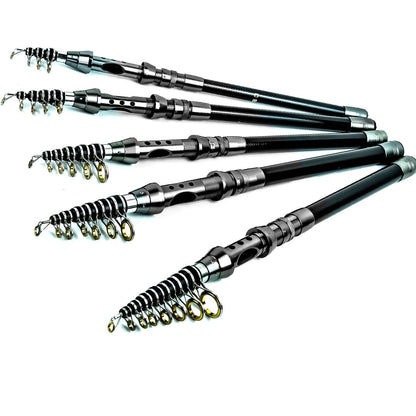 1.8-3m Carbon Fiber Fishing Rods and Reel Combo Super Hard Telescopic Fishing Pole Spinning Reel Kit