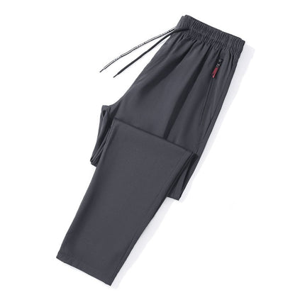 Men's Casual Pants Straight Slim Fit Elastic Waist Jogger Korean Classic Blue Black Gray Male Brand Trousers Plus Size