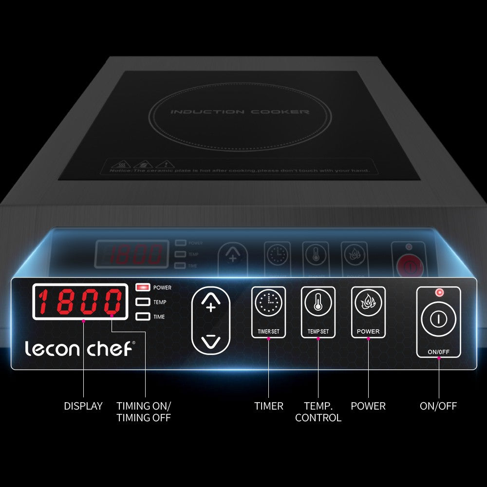 Leconchef Induction Cooktop Commercial Countertop Induction Cooker Electric Burner 10 Power&Temperature, Timer&Preset