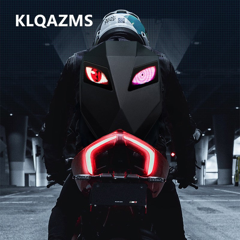 KLQDZMS Motorcycle Backpack LED Light-emitting Waterproof Motorcycle Helmet Shoulder Bag Men's ABS + PC Laptop Riding Schoolbag