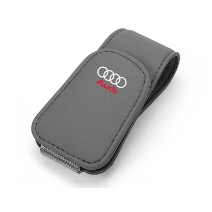 Carro Óculos De Couro Clipe Protetor Solar Óculos De Sol Caixa De Cartão Para Audi Quattro Sline A3 A4 A6 A5 Q5 A1 Q7 Q3 Q2 Q8 A7 A8 TT S1 SQ5