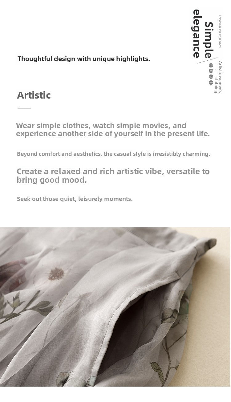 Retro Cotton Linen Double Layer High Waist Printed Skirt A-Line Summer Faionable Drifting Large Size Women's Skirts