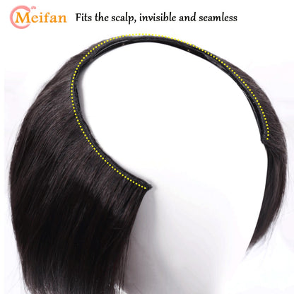 MEIFAN Peruca Sintética Longa e Lisa em U com Meia Cabeça para Mulheres, Clipes Pretos e Castanhos em Extensão de Cabelo, Apliques Naturais e Falsos