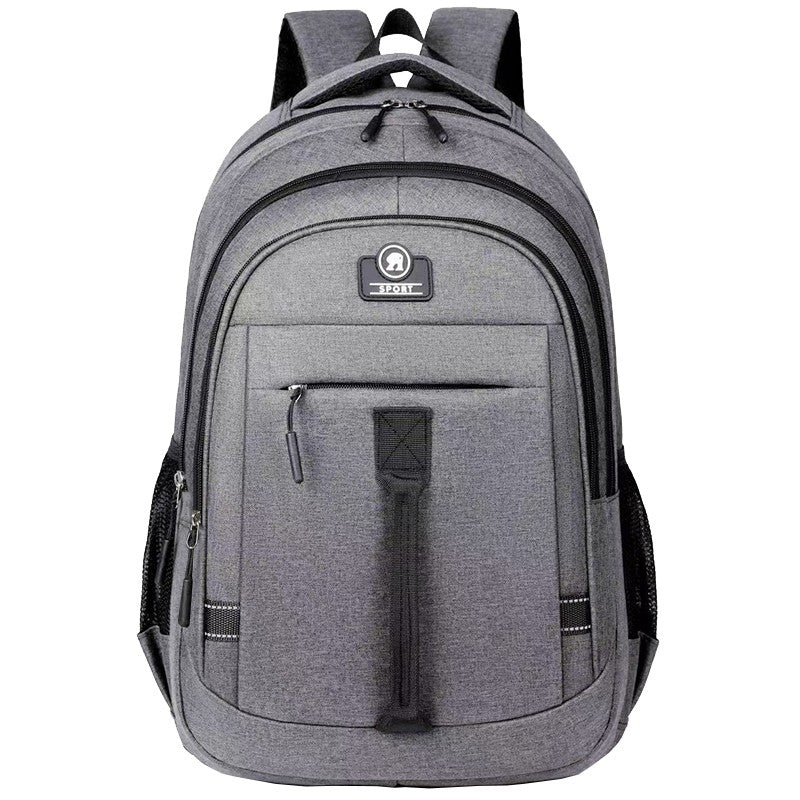 The men's backpack is suitable for business trips. It has a hand-held design with multiple pockets and is a book bag.
