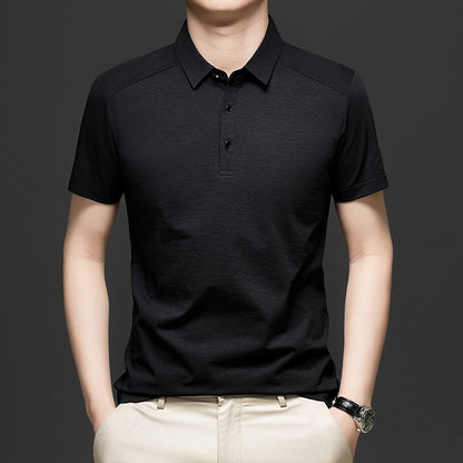 Summer business breathable short sleeved polo shirt with collar top, 2025 new item solid color collar short sleeved shirt