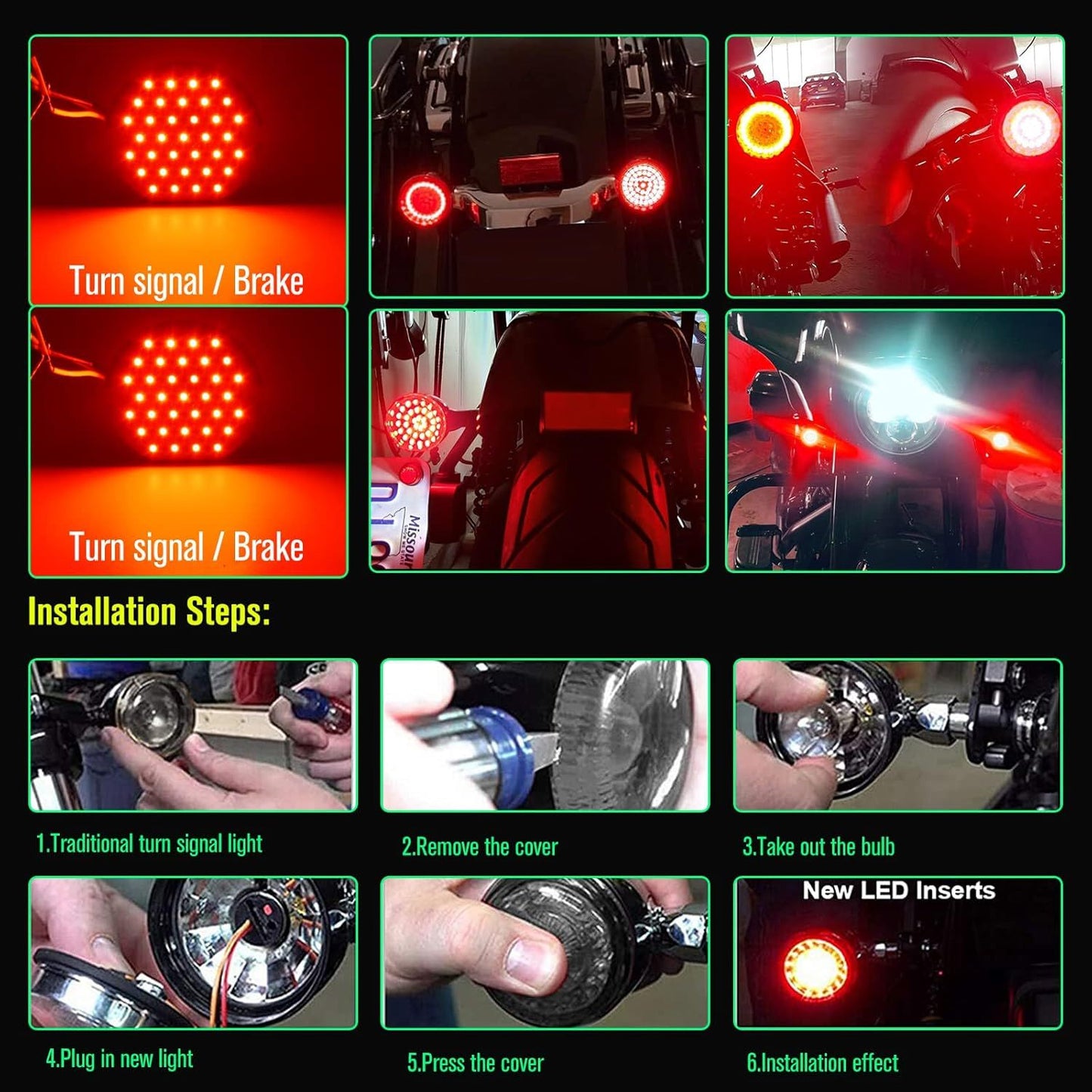 Nova Lâmpada LED de Seta Dianteira para Motocicleta 1157, 1156 Branco/Amarelo/Vermelho, Adequada para Harley Davidson 3 1/4 polegadas, 2 Peças DC12-24V