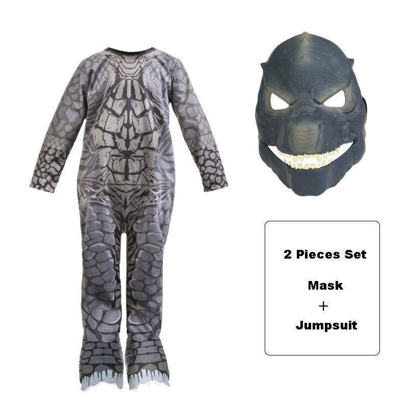 Monster Cosplay Animal Costume Dinosaur Halloween Bodysuit  Kid Boys Girl Funny Jumpsuit Carnival For Toddler Child Catsuit+Mask