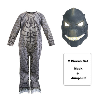 Monster Cosplay Animal Costume Dinosaur Halloween Bodysuit  Kid Boys Girl Funny Jumpsuit Carnival For Toddler Child Catsuit+Mask