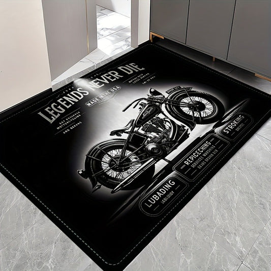 Vintage Motorcycle Design Doormat Durable Non Slip Entrance Rug Perfect for Classic Bike Enthusiasts Home Decor Adds Unique