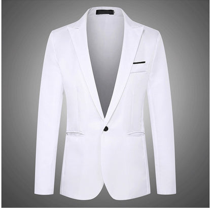 American European New Fashion Men’s Casual Business Trendy Solid Color Single-button Long Sleeve Suit Blazers Male Clothes Coats