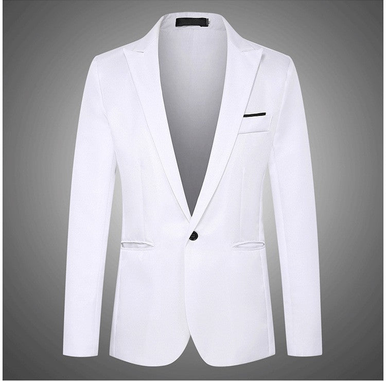 American European New Fashion Men’s Casual Business Trendy Solid Color Single-button Long Sleeve Suit Blazers Male Clothes Coats