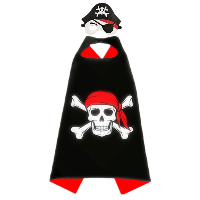 Children's Pirate Cloak Costume Pirate Cape CostumeToy Set Boy Girl Halloween Cosplay Mask Party Gifts