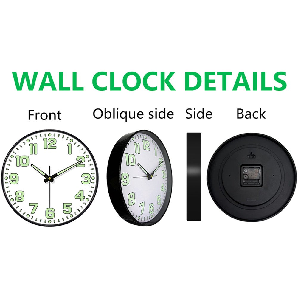 1 PC Luminous Wall Clock Light In Dark Night Digital Quartz Movement Bedrooms Living Room Study Loudspeaker Mute Clock