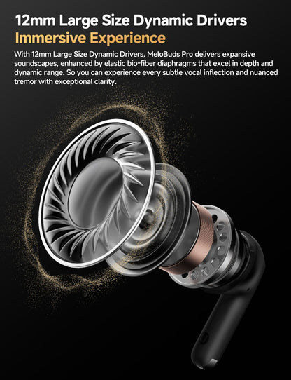 QCY MeloBuds Pro ANC Bluetooth 5.3 Earphones Wireless 46dB Hybrid ANC Hi-Res LDAC Earbuds 6 Mic Headphones 34H in-Ear Detection