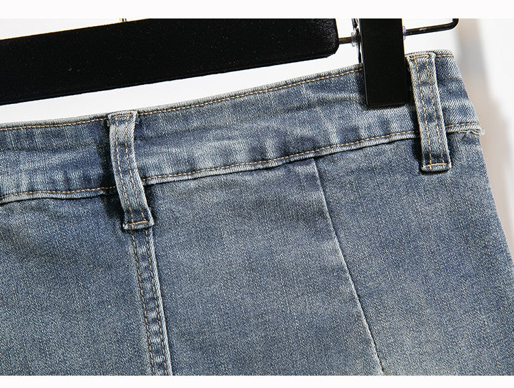 Plus Size Denim Skirt For Women Summer 2024 New High Waisted Mini Blue Jeans Skirts With Lining Korean Fashion Mini Skirt Woman