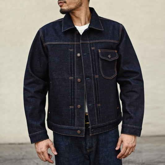 Sauce Zhan Mens Rainbow Sanforized Selvedge Denim Jacket Jean Jacket Men Regular Fit 21 OZ