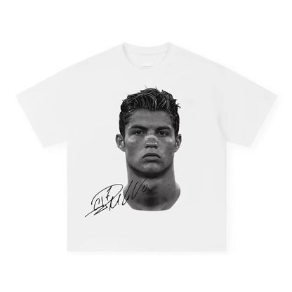 Men T-thirts Cristiano Ronaldo Pure Cotton American-style Streets Both Sexes Fashionable Vintage Print Short-sleeved T-shirt