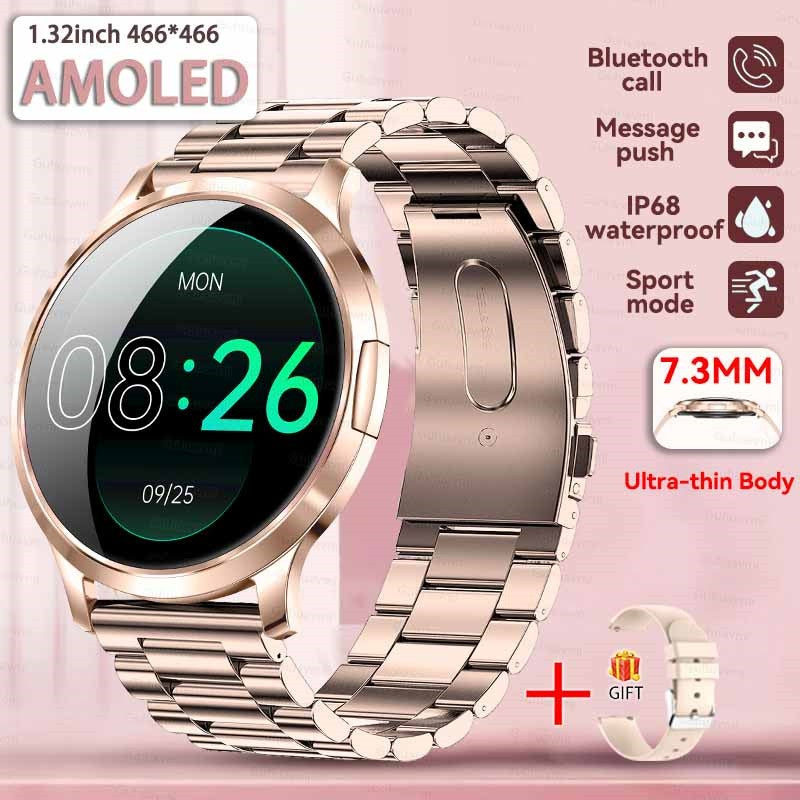2026New Ultra Slim 1.32" HD AMOLED SmartWatch Women's Screen Always Display Time Heart Rate Calls HD High-end Fashion Smartwatch