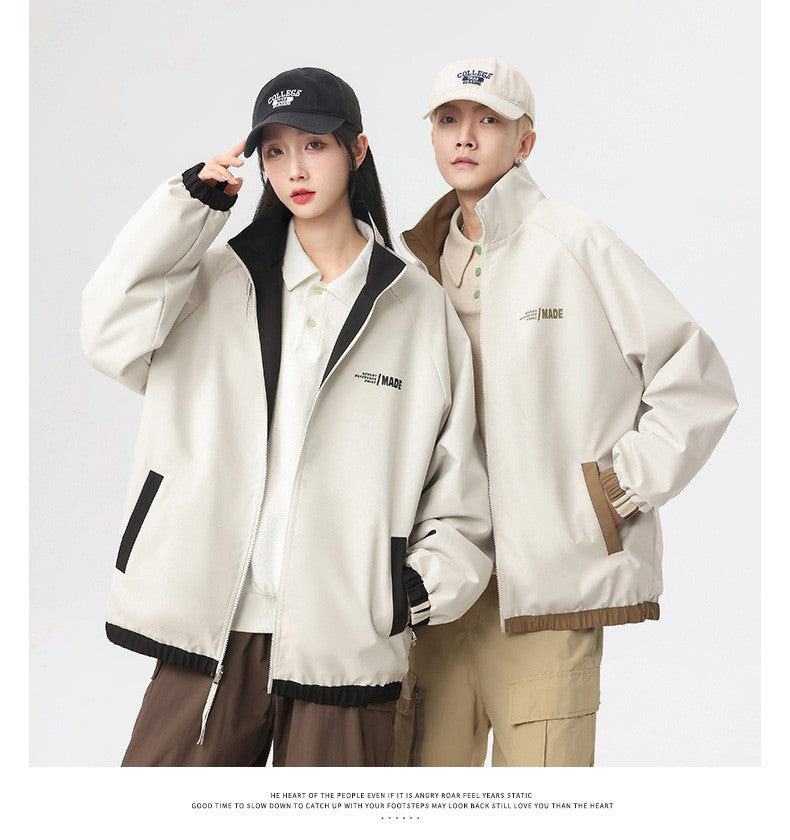New Jacket Two-sided Long Sleeve Outdoor Men Coats Women Reversible Windproof Coats Splashproof Double-Sided Jackets Couple Top