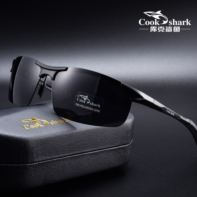 Óculos de sol Cook Shark, novos, de alumínio e magnésio, masculinos, HD polarizados, para dirigir, lentes coloridas, moda.