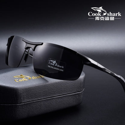 Óculos de sol Cook Shark, novos, de alumínio e magnésio, masculinos, HD polarizados, para dirigir, lentes coloridas, moda.