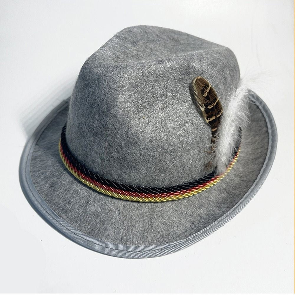 Alpine Hats Feather Decors Hat Western Bavarian Costume Cosplay Cap Swiss Dress Up Oktoberfest Hat Men Women Party Photo Props