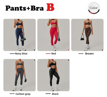 Yoga Suit Sports Fitness High Waist Peach Hip Tight Removable Padding Sports Bra Outfit Running Workout Clothes Gym Leggings Set