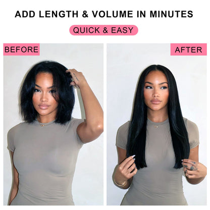 120g/9pcs 60cm Cabelo Humano Liso Natural Preto Macio com Tic Tac Extensões de Cabelo Humano Brasileiro 100% Cabelo Humano Real em Oferta