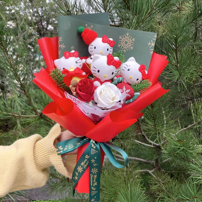 Bonecos de Vinil de Desenho Animado Figuras de Ação Com Flor Artificial Buquê Criativo Presentes de Aniversário de Natal Dia dos Namorados